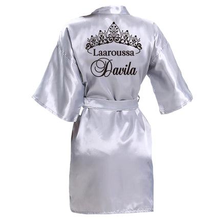 Nome personalizzato Data Accappatoio da sposa Abito da sposa in seta sintetica Sposa Damigella d'onore Abiti da sposa Donna Addio al nubilato