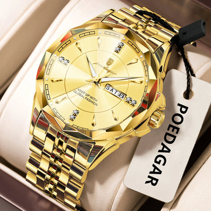 POEDAGAR Orologio da uomo di moda di lusso Top Business Impermeabile luminoso Data Settimana Orologi da uomo Orologio da polso da uomo in acciaio inossidabile al quarzo platinumshop