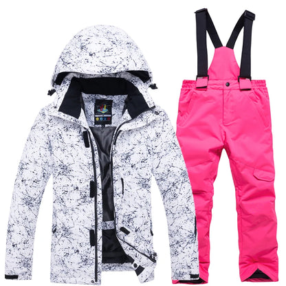 Cheaper, Children's Snow Suit, Snowboard Clothing Sets, Outdoor Wear, Ski Coat and Strap Pant, Kids Costumes, Boy‘s and Girl's