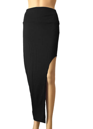 Gonne divise alla moda Gonne lunghe sexy da donna Gonna spaccata laterale aperta Gonna lunga a vita alta con spacco alto Nera