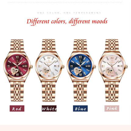 POEDAGAR Orologi di lusso da donna Orologio da donna impermeabile con data luminosa in acciaio inossidabile Orologio da polso da donna al quarzo alla moda elegante platinumshop