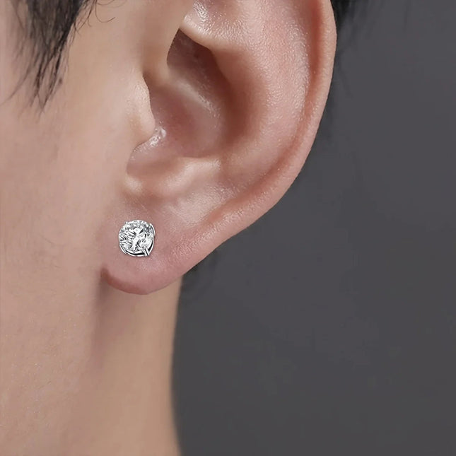 1 Pairs Crystal Strong Magnetic Ear Stud Clip Earrings for Men Women Punk Round Zircon Magnet Earrings Non Piercing Jewelry PlatiNum