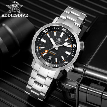 ADDIESDIVE Watch Men 42mm Sapphire 8215 Mechanical Wristwatch Transparent Back Cover 20Bar Waterproof Luminous Automatic Watch