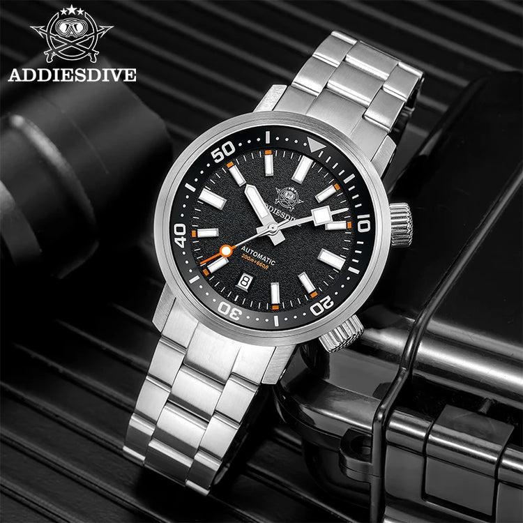 ADDIESDIVE Watch Men 42mm Sapphire 8215 Mechanical Wristwatch Transparent Back Cover 20Bar Waterproof Luminous Automatic Watch