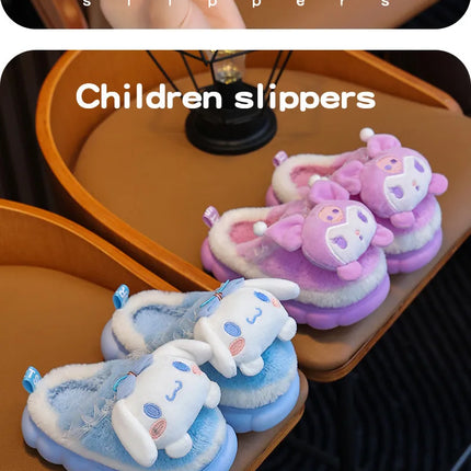 Winter Family Plush Slippers, Parent-Child Match Cartoon Indoor Home Shoes, Cozy Cotton-Lined Non-Slip Slides for All Ages