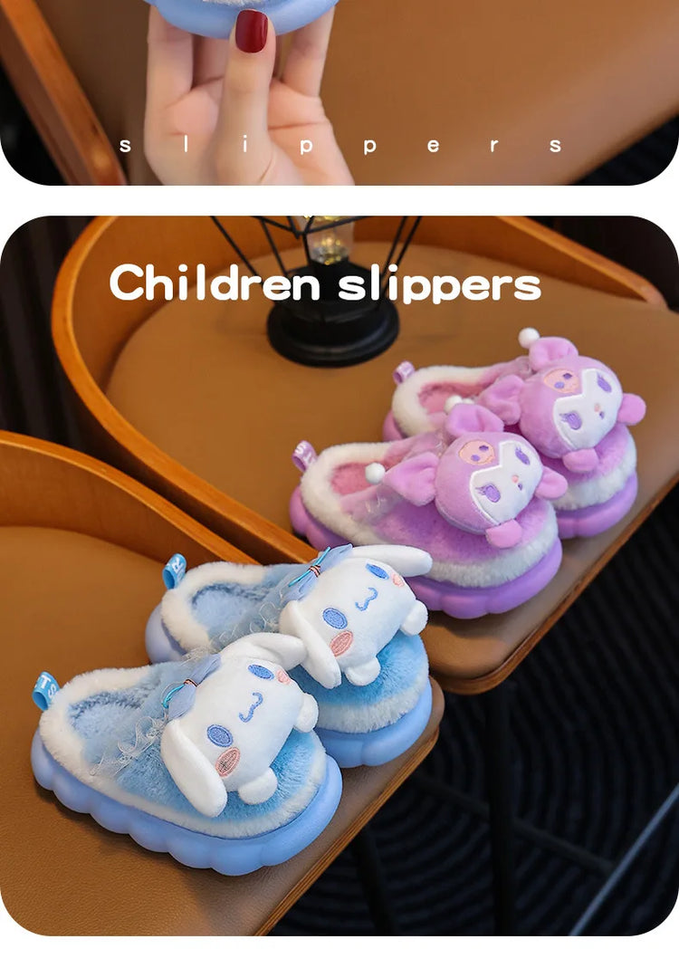 Winter Family Plush Slippers, Parent-Child Match Cartoon Indoor Home Shoes, Cozy Cotton-Lined Non-Slip Slides for All Ages