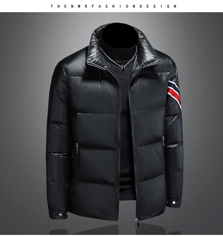 New Men's Short Down Jacket Korean Style Trendy stand collar Winter Coat Fashionable Stylish Warm Puffer Jacket