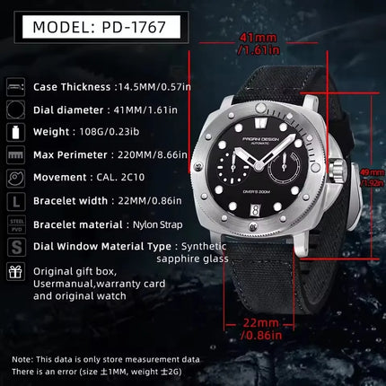 Orologi da Polso Meccanici PAGANI DESIGN con Vetro Zaffiro e Rivestimento AR, Orologio di Lusso da Uomo, Movimento CAL.2C10