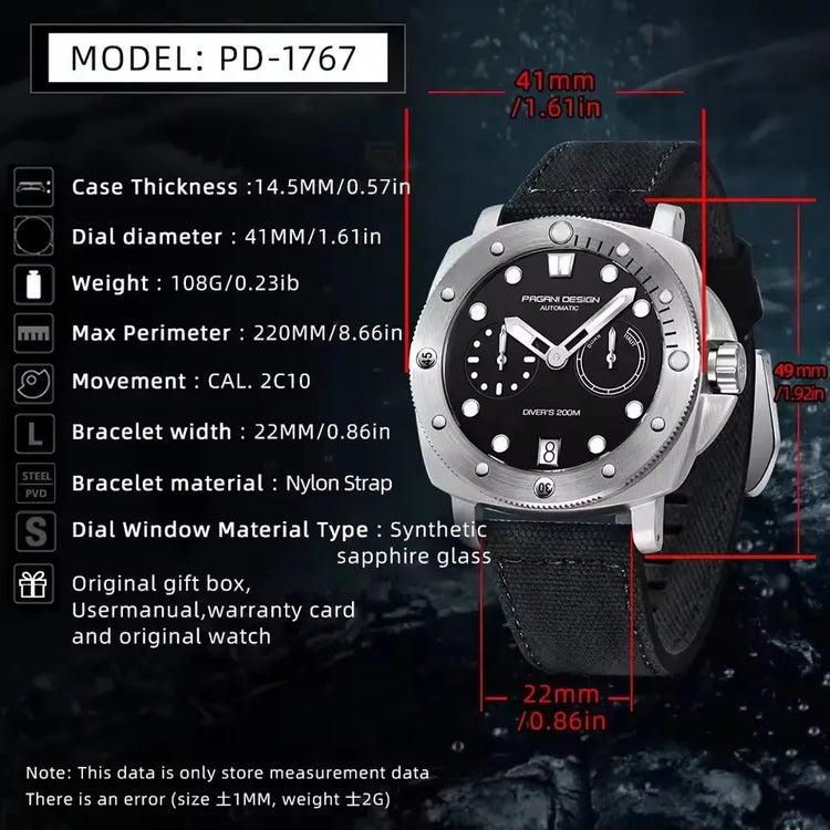 Orologi da Polso Meccanici PAGANI DESIGN con Vetro Zaffiro e Rivestimento AR, Orologio di Lusso da Uomo, Movimento CAL.2C10