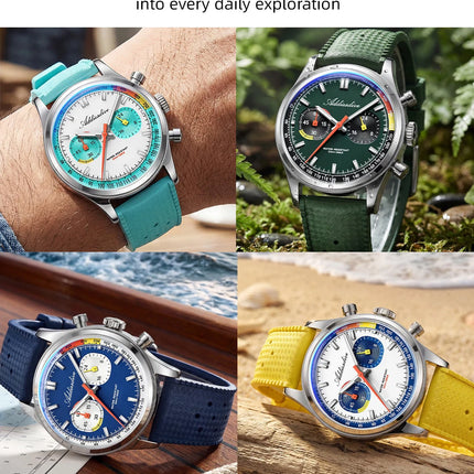 ADDIESDIVE HOT 38mm Men's Watch AD2549 BGW9 Super Luminous Fluorocarbon Rubber 10Bar Waterproof 0S21 Chronograph Quartz Watches