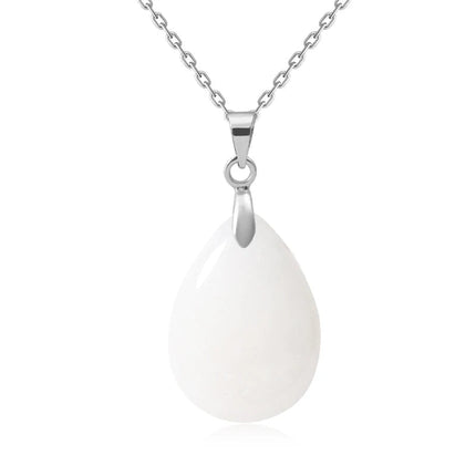 New Fashion Natural Stone Crystal Pendant Teardrop Simple Pendant Necklace Earrings Making Jewelry With Chain collar PlatiNum