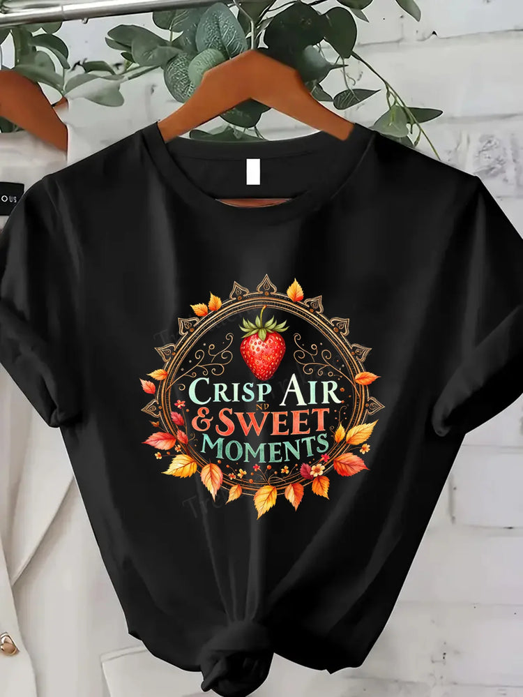 Comoda maglietta con stampa da donna T-shirt floreale Harvest the Moments |   Maglietta da donna ispirata all'autunno