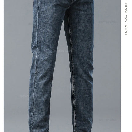 Spring Men's Light Blue Slim Jeans Stylish Casual Stretch Fabric Denim Pants Classic Trousers Smoke Gray