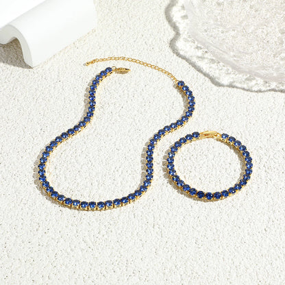 Collana a catena da tennis lucida con zirconi AAA da 5 mm Donna Uomo Hip Hop Iced Out Bling Blue CZ Collana Gioielli in oro 18 carati Regalo di fascino