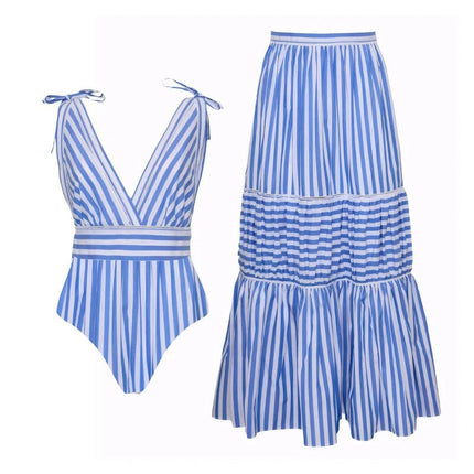 2025 Flaxmaker Nuove donne Costumi da bagno Bowknot A righe Costume intero con scollo a V Costume da bagno Costume da bagno estivo Beachwear Body platinumshop