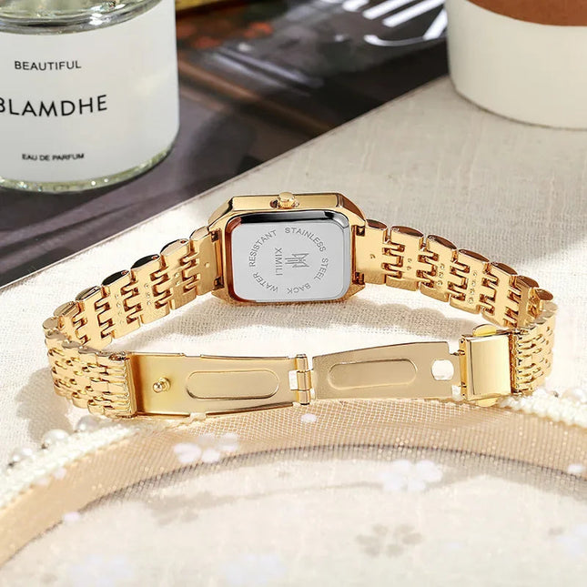 2025 Orologio da polso con cinturino in acciaio inossidabile di marca calda Orologio da polso al quarzo regalo di lusso da donna Orologio da polso al quarzo quadrato semplice moda studente platinumshop