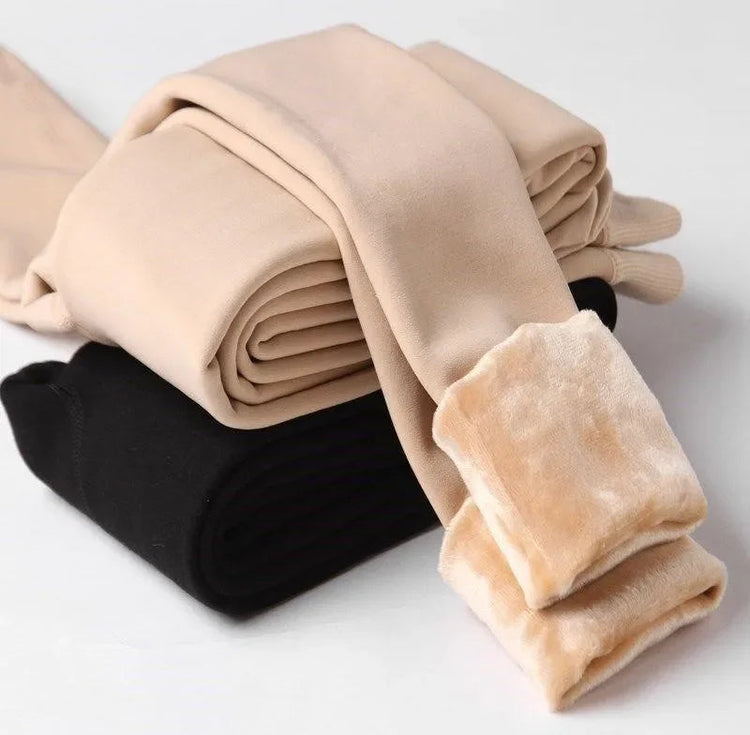 Sexy Women Thermal Leggings Winter Warm Elastic Translucent Pantyhose Female Fleece Thermal High Waist Slim Thicken Tight Pants PlatiNum