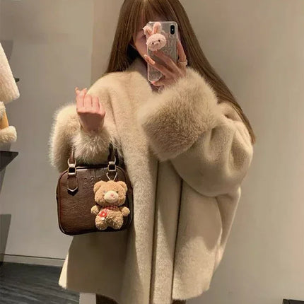 Faux Mink Fur Coat for Women Winter Thick Loose Hairy Casual Jacket Y2K Fashion Streetwear Long Sleeve Warm Fur Outerwear