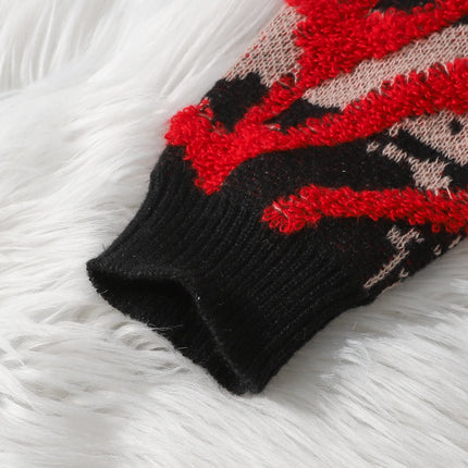 Autumn and Winter Velvet Spider Jacquard Double-Sided Pattern Pullover Sweater Casual Round-Neck Knit Men's Pullover Sweater Suitable for Daily Wear, Unisex Outerwear