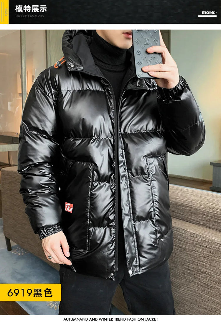 Autumn Winter Men's Cotton-padded Clothes Casual Winter Jacket Men's Thickened Thermal Glossy Jackets Large-size Men's Parkas