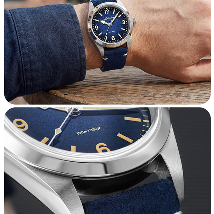 ADDIESDIVE NEW Luxury Quartz Men's 36mm Watch AD2544 Sapphire Crystal 100M Waterproof C3 Retro Luminous Leather Strap Wristwatch