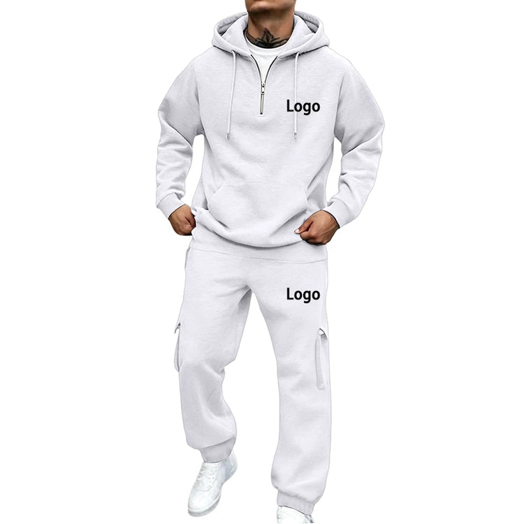 Customized Print Men Tracksuit 2 Pieces Half Zipper Athletic Hoodies Sweatpants Women Training Casual Running Jogging Suit Sets