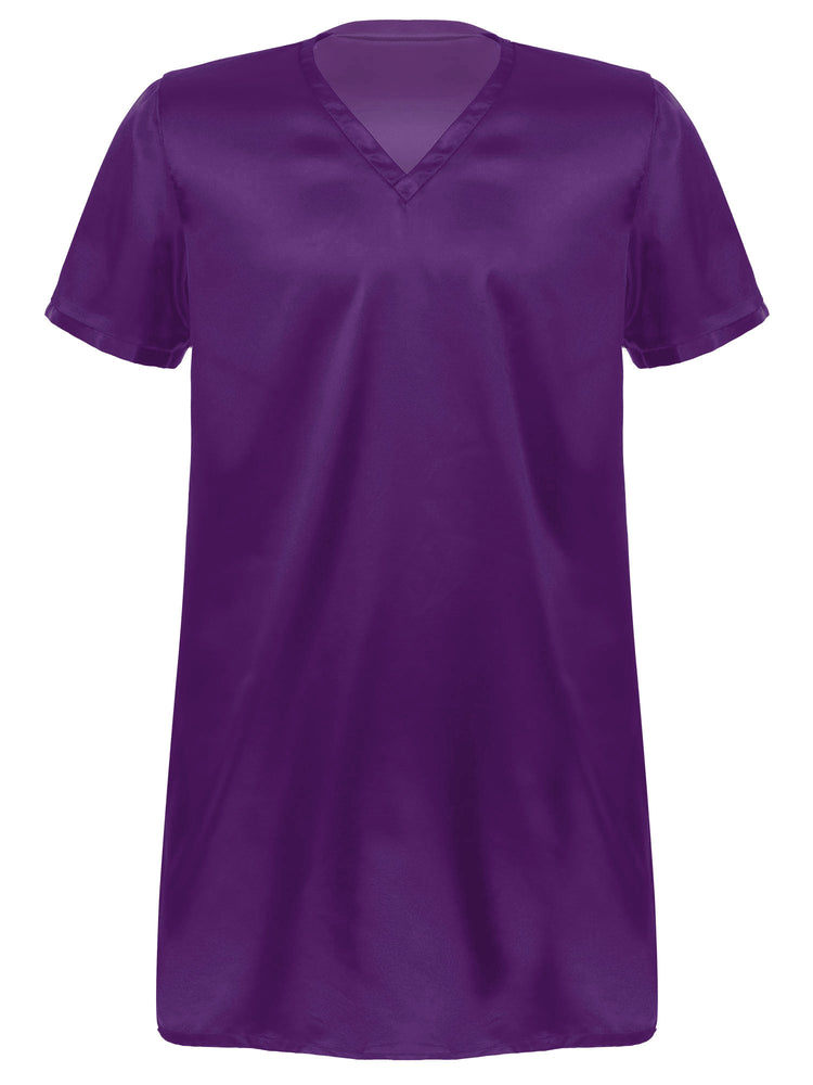Donna uomo pigiama in raso di seta pigiameria maniche corte camicia da notte Kimono accappatoio abito da notte accappatoio camicia da notte estiva Homewear
