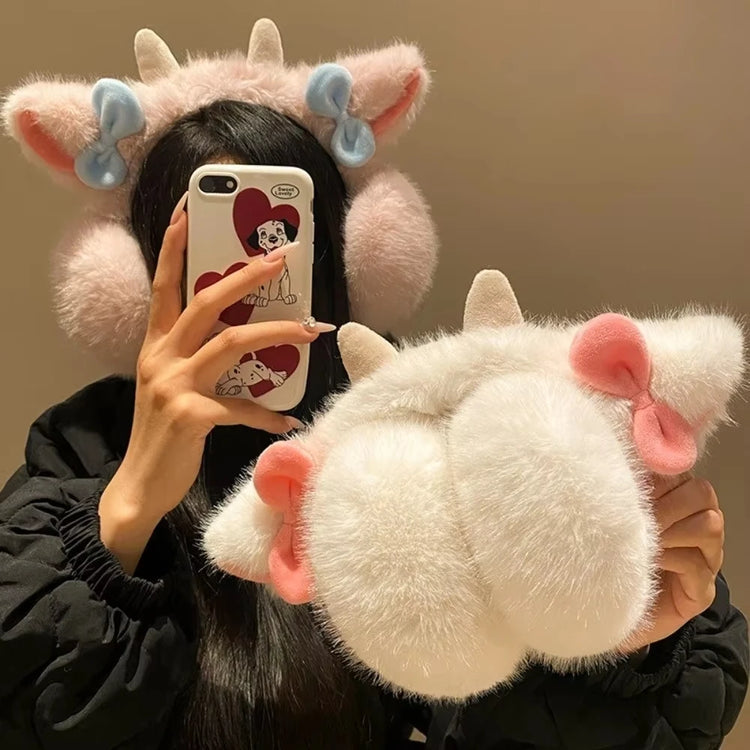 Soft Plush Ear Keep Warmer Winter Earmuffs for Women Cute Lamb Bowknot Fashion Outdoor Earflap Protection Ear-Muffs Ear Cover