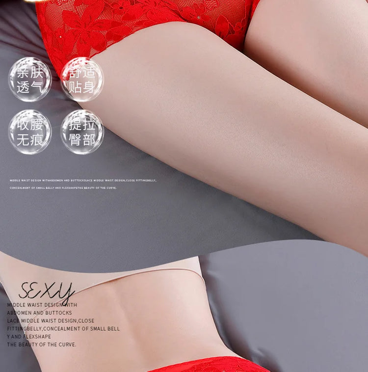 Transparent Lace Briefs Women Panties Girls Summer Underpants Plus Size Underwear Solid Color Sexy Lingerie XXL