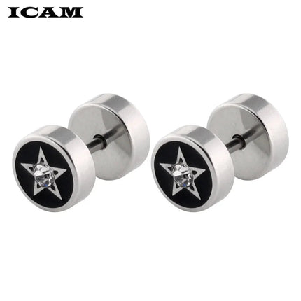 ICAM Orecchini in acciaio inossidabile al titanio medico stile punk Donna Uomo Bilanciere Manubri Punk Gotico Orecchino penetrante per uomo platinumshop