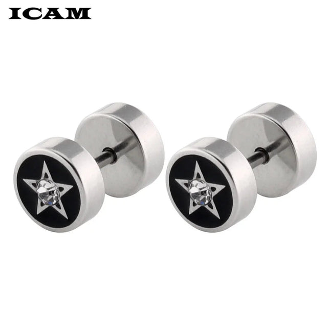 ICAM Orecchini in acciaio inossidabile al titanio medico stile punk Donna Uomo Bilanciere Manubri Punk Gotico Orecchino penetrante per uomo platinumshop