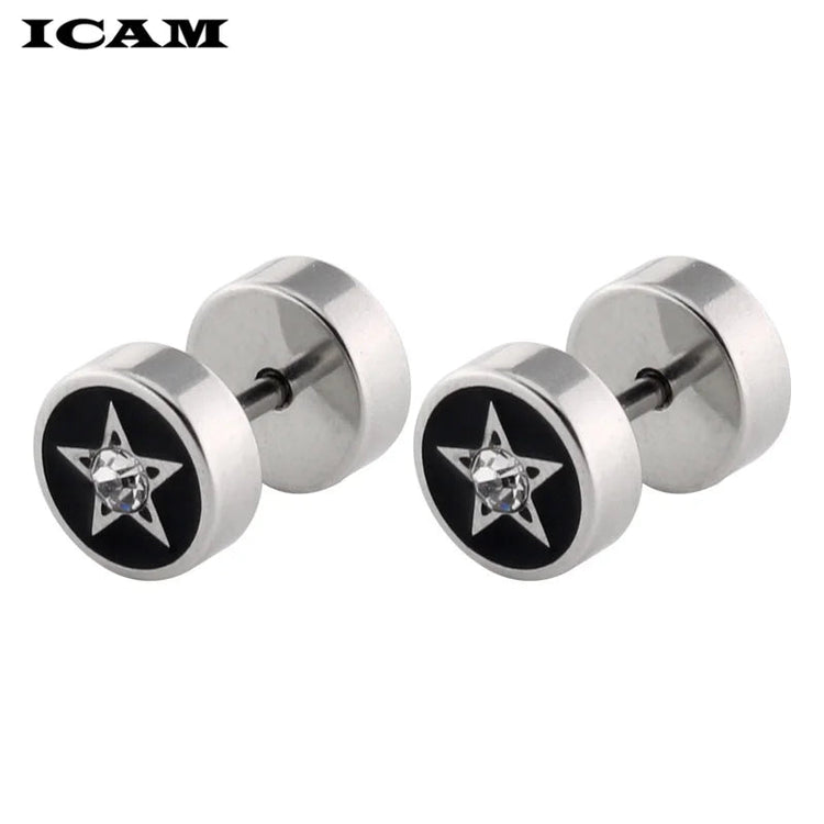 ICAM Orecchini in acciaio inossidabile al titanio medico stile punk Donna Uomo Bilanciere Manubri Punk Gotico Orecchino penetrante per uomo platinumshop