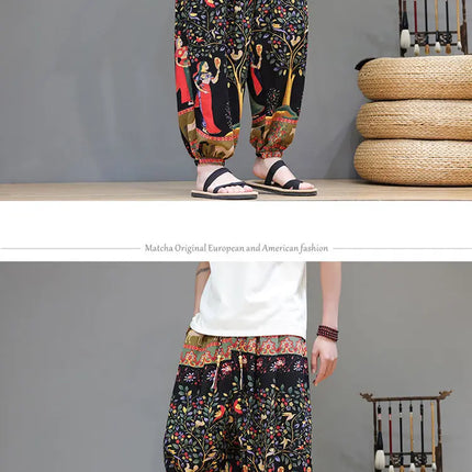 Nuovi pantaloni jogger da uomo in cotone primaverile, pantaloni oversize alla moda, hip hop con graffiti floreali, vita elastica, pantaloni harem, streetwear maschile