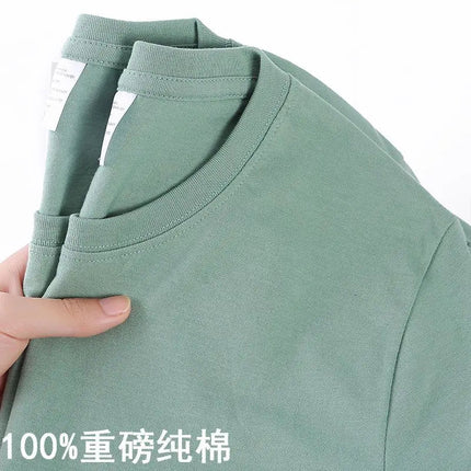 100% Cotton T-shirt Men Women Solid Color O Neck Short-sleeved Tops Summer Korean Loose Half-sleeve T Shirt Unisex M-4XL PlatiNum