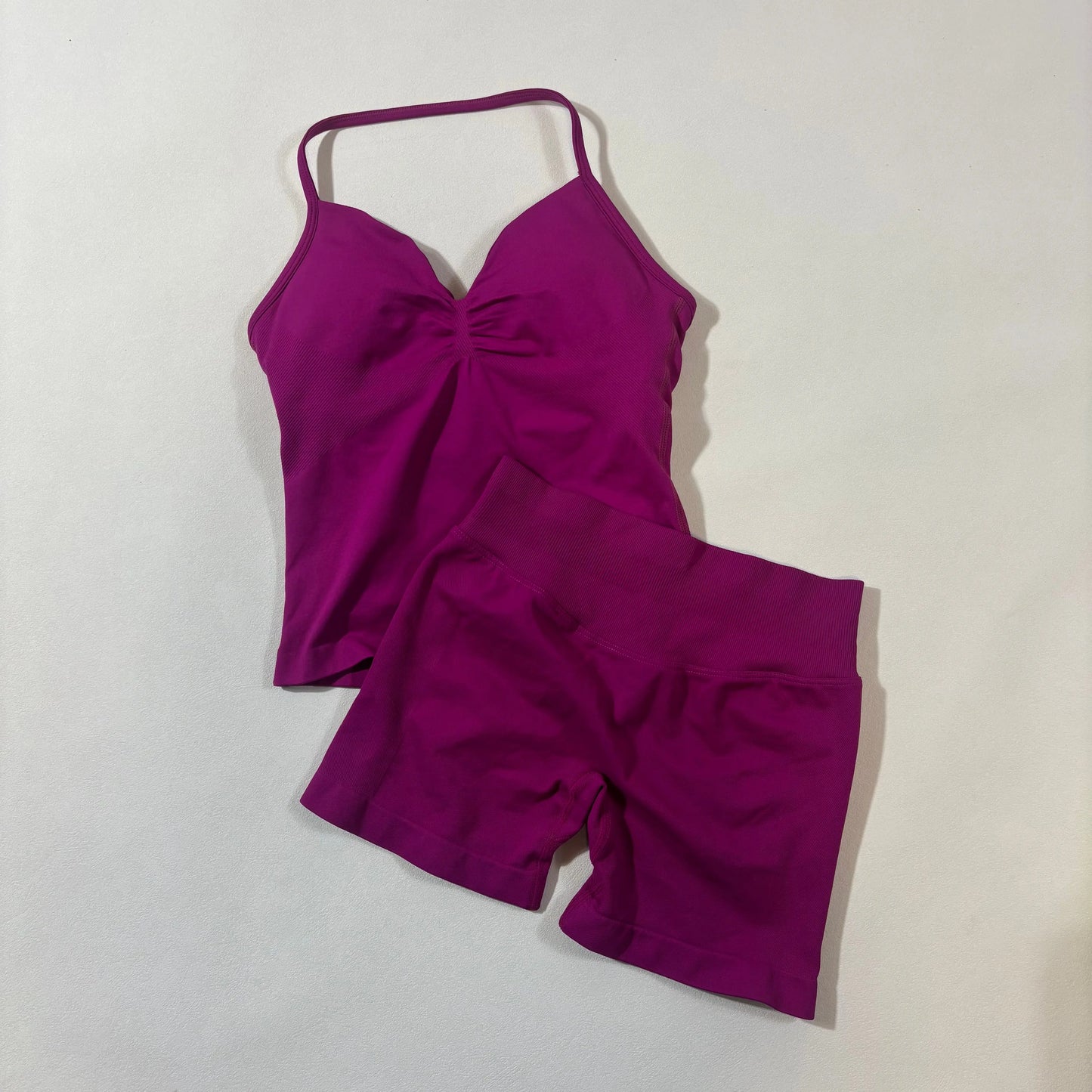 Yoga 2pcs Impact Gym Set Women Backless Tank Tops High Waist Scrunch Seamless Shorts Fitness Clothes Activewear Workout Sets