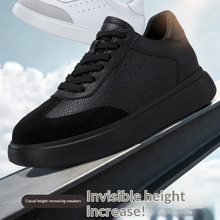 Men 7CM Invisible Height Increasing Sneakers Comfortable Breathable Leather Casual Elevator Shoes Lace Up Thick Sole Sport Shoes