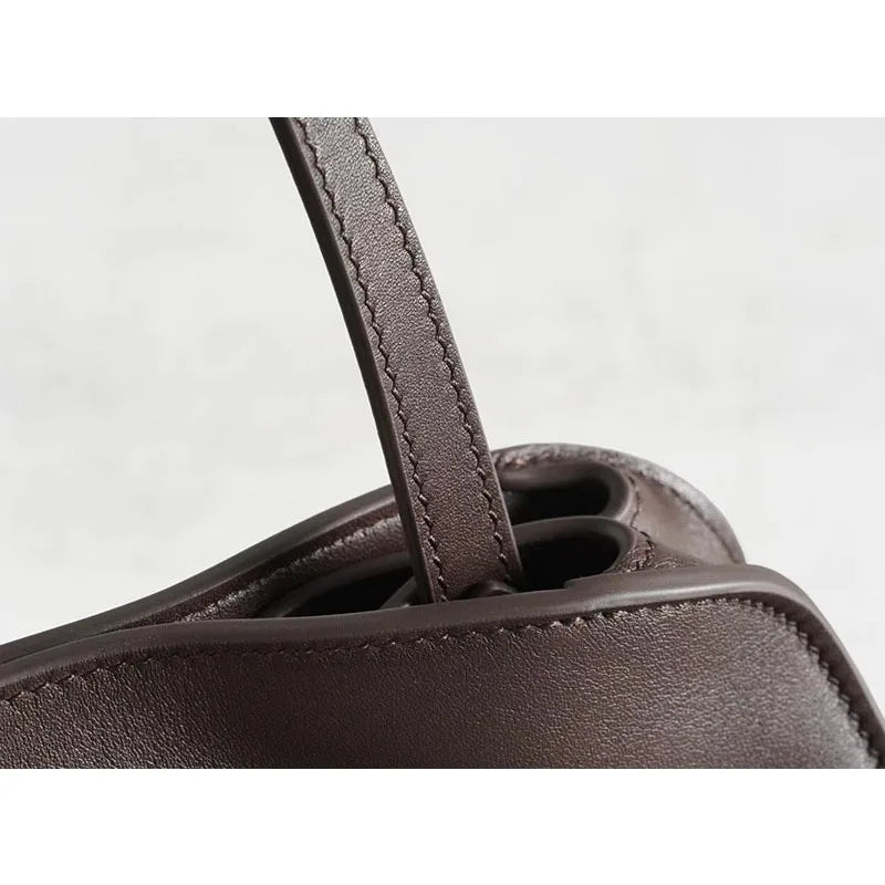 [Full Leather Inside Outside] Drinking Milk Cowhide Imported Saddle Leather Underarm Bag Single Shoulder Crossbody Bag Simple