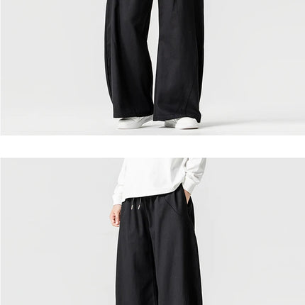 Pantaloni Primaverili 2026 da Uomo, Comodi e Larghi in Cotone, Stile Hip Hop, Tinta Unita, Moda Casual, Gamba Larga, Taglie Forti fino a 5XL
