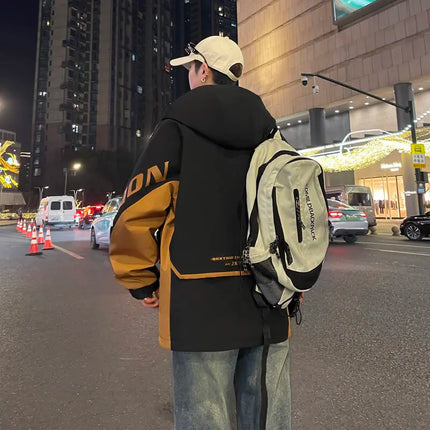 Fashion 2026 Spring Autumn Men's Casual Hooded Jackets Youth High Quality Streetwear Loose Coat Outdoor Windbreaker Top Clothing