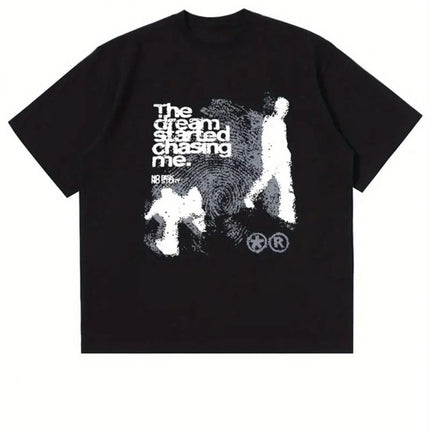Y2K Unisex Retro Graphic T-Shirt | Black and White, 90s Street Style, Dream And Chasing Dreams Print, Crew Neck