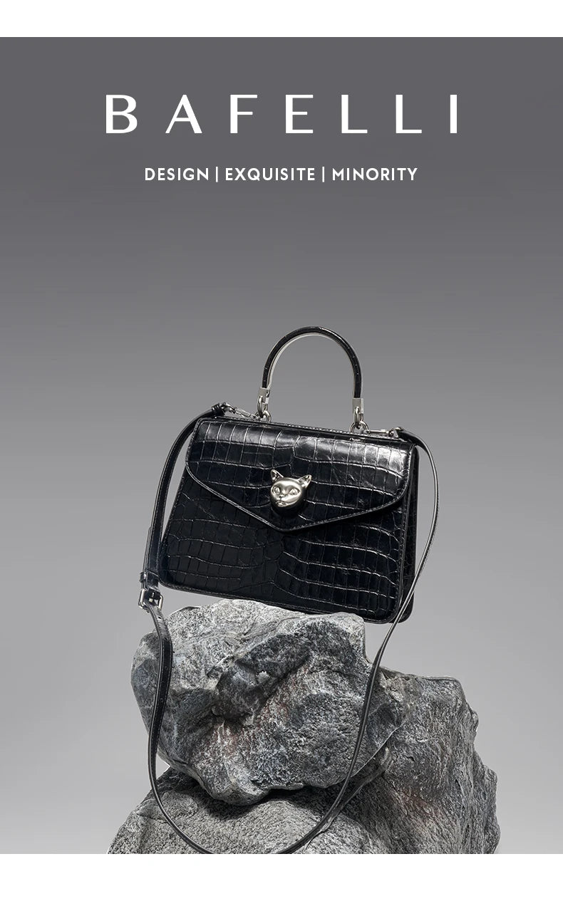 2025 BAFELLI CAT DONNA NUOVA PATTERN CROCODILE IN PELLE FASHION BORSA STYLISH BUSINESS FEMALE IN PELLE BRAND DI LUSSO OL PURSE