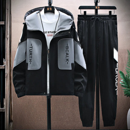 Spring Autumn New Tracksuits Men Set Casual Hooded Jacket Pants Sweatshirt Sportswear Coats Men Jacket+Pant Suits