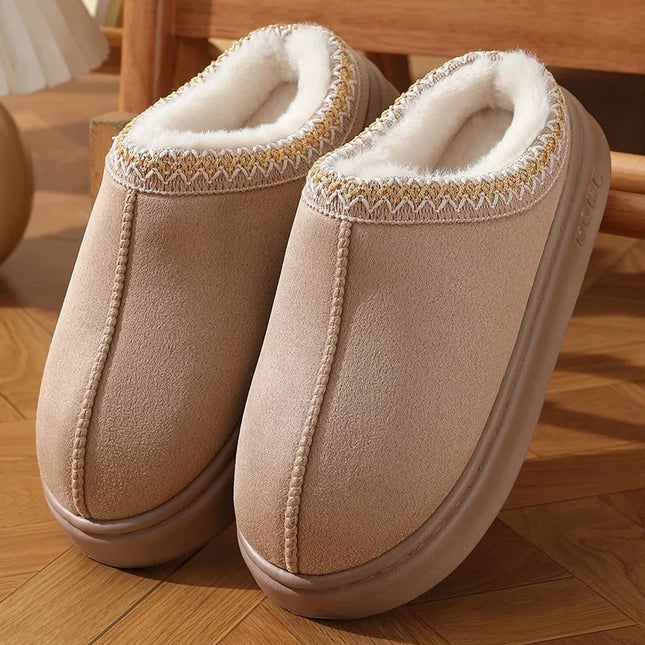 Fashion Fluffy Platform Slippers for Women 2025 Winter Plush Warm Cotton Shoes Woman Comfort Non Slip Unisex Home Slippers New