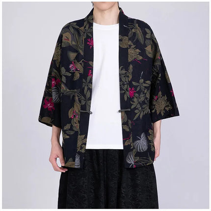 Camicie Uomo Yukata Cosplay Kimono Giapponese Retrò, Camicie Etniche Stampate da Uomo, Camicie in Lino Moda Donna, Blusa Oversize Haori