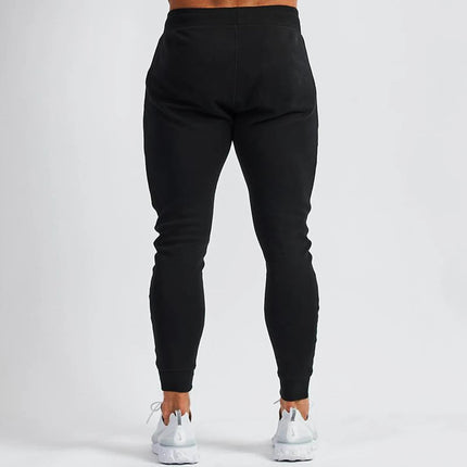 Men's Cotton Training Sets Gym Sportswear Zipper Hoodie Casual Sports Hooded 2-piece Top with Pants Black Sweatshirts Sweatpants PlatiNum