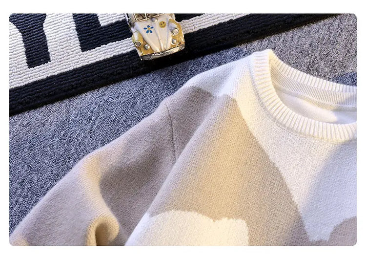 Cartoon Cat's New Knitted Sweater 2025 Men's Autumn/Winter Warm Knitted Sweater Men's Pullover Home Clothes