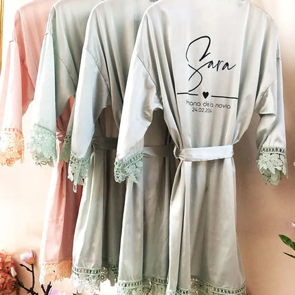 Hermana De La Novia Robes Personalizzato Madre De La Novia Kimono Personalizzato Setoso Abito da sposa da damigella d'onore Vestaglie estive in raso