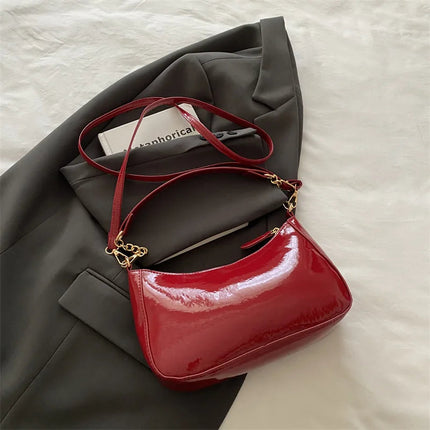 Retro Solid Color PU Leather Shoulder Underarm Bag Women's Fashion Handbags Casual Purses and Handbag Ladies Hand Bags PlatiNum