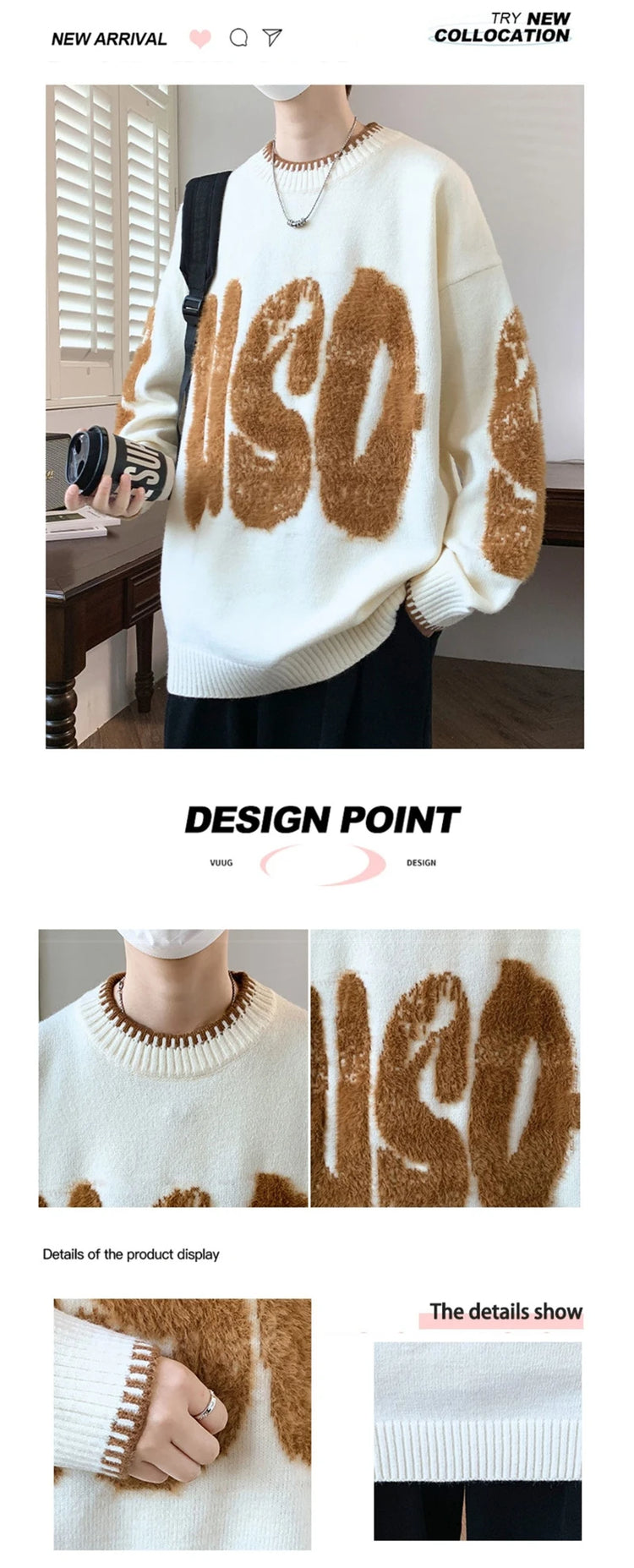 2025 New Letter Jacquard O-Neck Knitwear Men's American Fashion Retro Knitted Sweater Autumn Hip Hop Long Sleeve Y2K Pullovers
