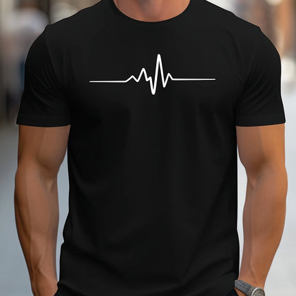 Men's Short Sleeve Round Neck T-Shirt Sporty Casual Slim Fit Creative Summer Graphic Print Polyester Men's